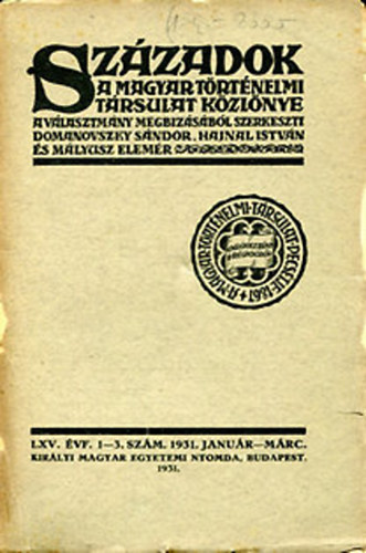 Szzadok (A Magyar Trtnelmi Trsulat Kzlnye) 1930. Nov.-Dec.