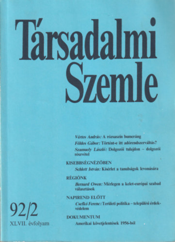 Fleki Jzsef - 2 db Trsadalmi Szemle 1989/8-9, 92/2