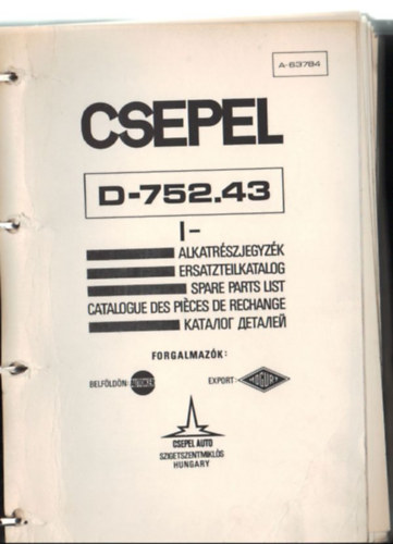 Csepel D-752.43 I- Alkatrszjegyzk