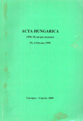 Acta Hungarica IX. vfolyam 1998