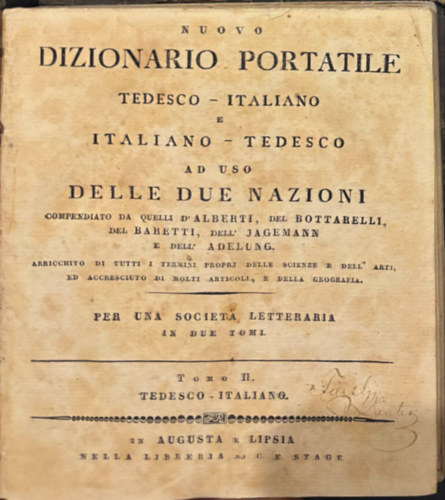 Nuovo Dizionario Portatile -  Italiano - Tedesco / Tedesco - Italiano II. (Olasz - Nmet/  Nmet - Olasz sztr II. ktet)