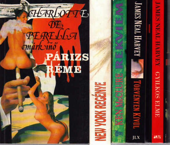 5 db krimi: P�rizs r�me - Rekviem - T�rv�nyen k�v�l - Gyilkos elme - New York reg�nye