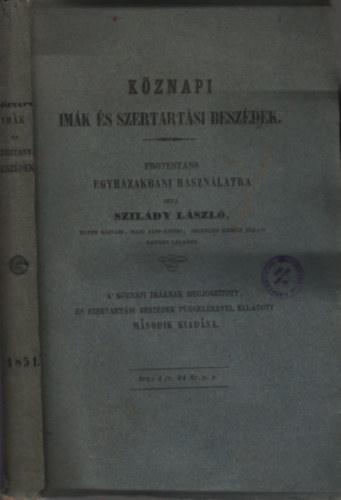 Kznapi imk s szertartsi beszdek (Protestns egyhzakbani hasznlatra)