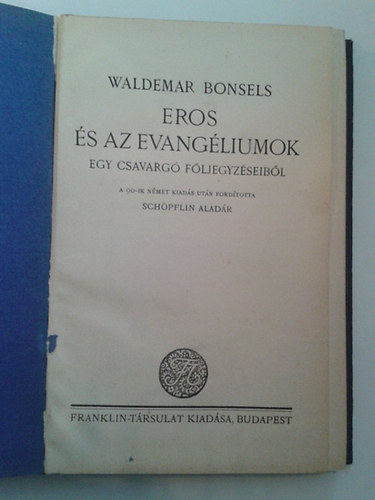 Waldemar Bonsels - Eros s az evangliumok