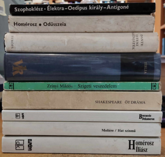 9 db ktelez olvasmnyok: t drma; Hat sznm; Dekameron; Isteni sznjtk; Biblia; lektra - Oedipus kirly/Antigon; Szigeti veszedelem; dusszeia; lisz