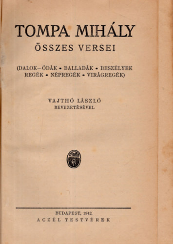 Tompa Mih�ly �sszes versei