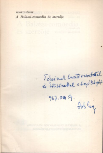 A Balassi-Comoedia s szerzje - dediklt