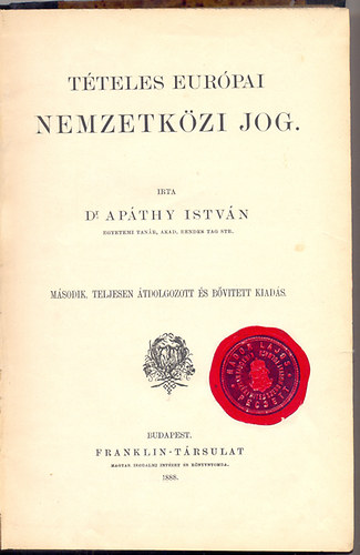 Dr. Apthy Istvn - Tteles eurpai nemzetkzi jog