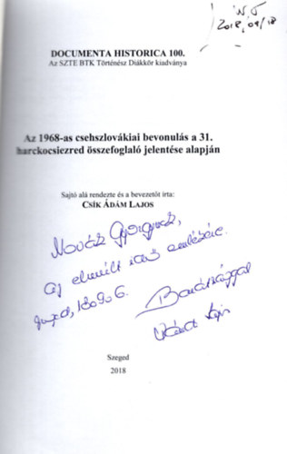 Az 1968-as csehszlovkiai bevonuls a 31.harckocsiezred sszefoglal jelentse alapjn ( DEDIKLT )