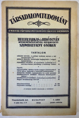 T�rsadalomtudom�ny 1932/1.