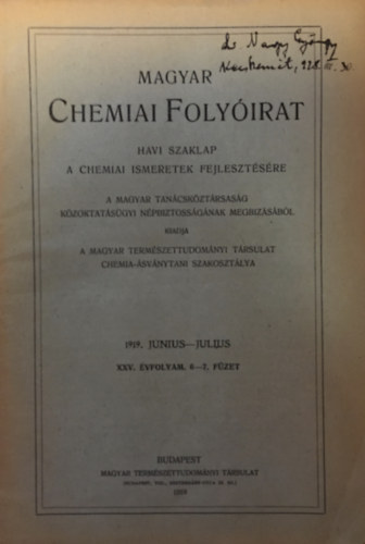 Magyar Chemiai folyirat XXV. vf. 6-7. fzet