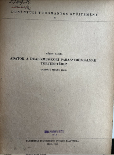 Adatok a dualizmus-kori parasztmozgalmak trtnethez