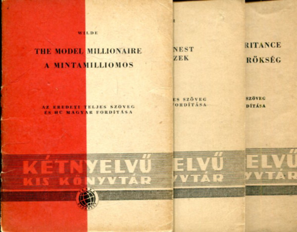 Wilde - Wells - Lardner - 3 db angol-magyar k�tnyelv� kisreg�ny