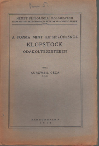 Kurzweil Gza - A forma mint kifejezeszkz klopstock dakltszetben