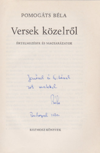 Versek kzelrl