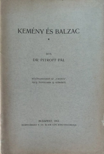 Dr. Pitroff Pl - Kemny s Balzac (Klnlenyomat)