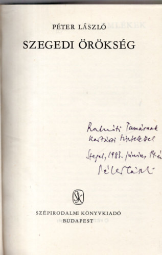 Szegedi �r�ks�g- dedik�lt