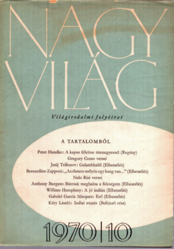 Nagyvilg Vilgirodalmi folyirat XV. vfolyam 10. szm 1970. oktber