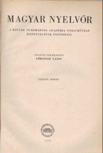 Magyar nyelvr 1960 vi teljes vfolyam (egybektve )