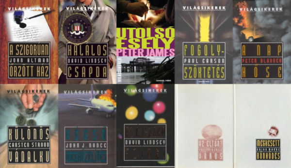 10 db krimi a General Press Vilgsikerek sorozatbl: A szigoran rztt hz + A nap hse + Fogolyszktets + Klns vdalku + Vgs megkzelts + Az jszaka sznei + Hallos csapda + Utols esly + Megksett bnhds + Az