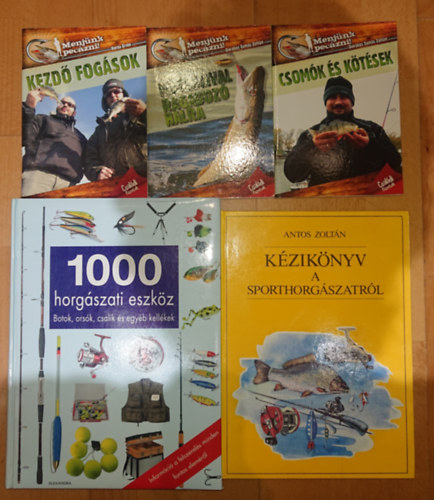 2 fontos knyv a horgszatrl + 3 ajndkfzet a Menjnk peczni sorozatbl!: Kziknyv a sporthorgszatrl, 1000 horgszati eszkz + Kezd fogsok, Mcsalival ragadoz halra, Csomk s ktsek