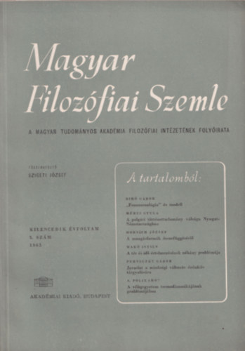 Magyar Filozfiai Szemle IX. vf. 5. szm 1965