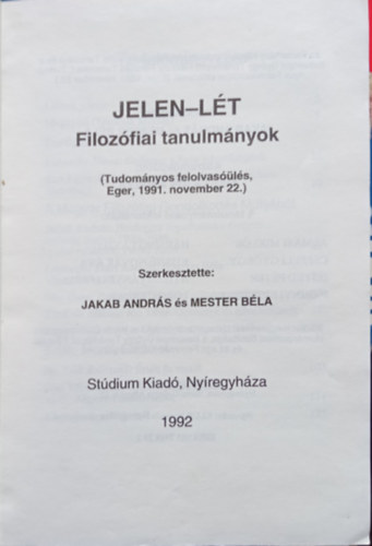 Jelenlt - Filozfiai tanulmnyok 1.