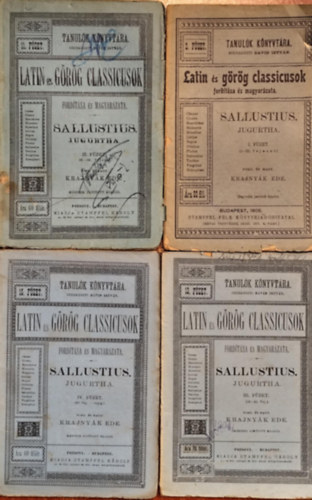 Jugurtha. I-IV. f�zet (Latin �s g�r�g classicusok ford�t�sa �s magyar�zata)