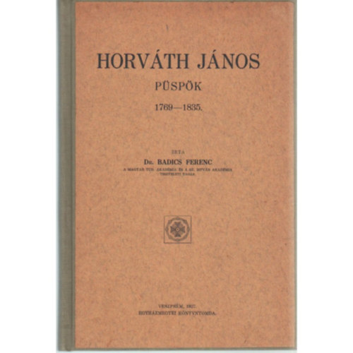 Horvth Jnos pspk 1769-1835