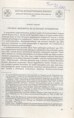 Fvros, rezidencia s az egyhzi intzmnyek - dediklt - Klnlenyomat