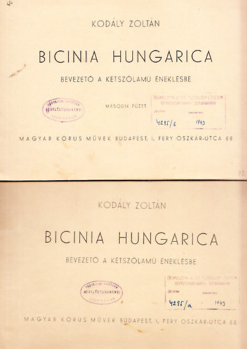 Bicinia Hungarica - Bevezet a ktszlam neklsbe I-IV.
