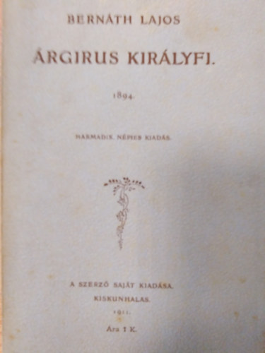 Bernth Lajos - rgirus kirlyfi ( 1894. )