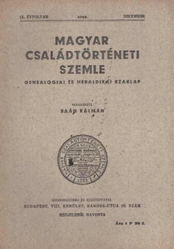 Magyar csal�dt�rt�neti szemle (IX. �vf. 1943. december)