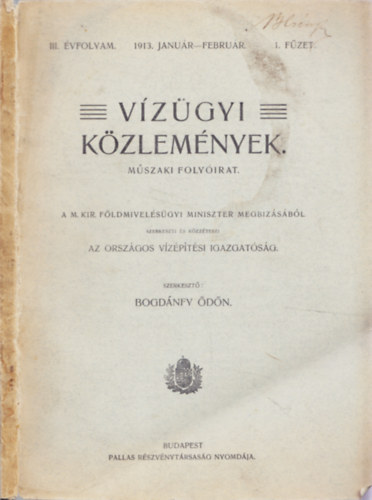 Vzgyi kzlemnyek. III. vfolyam. 1913. janur-februr 1. fzet.
