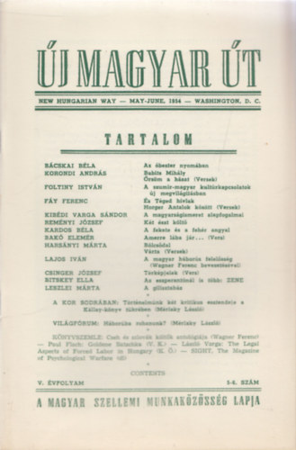 j Magyar t 1954/5-6.szm (egy ktetben)- A Magyar Szellemi Munkakzssg Lapja, U.S.A. kiads