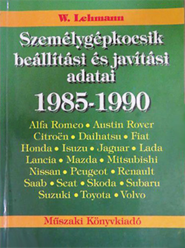 Szem�lyg�pkocsik be�ll�t�si �s jav�t�si adatai 1985-1990