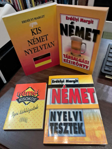 4 db-os nmet nyelvknyv KNYVMENT AJNLAT: Nmet kisokos - igei tblzatok, Nmet trsalgsi kziknyv, Kis nmet nyelvtan, Nmet nyelvi tesztek