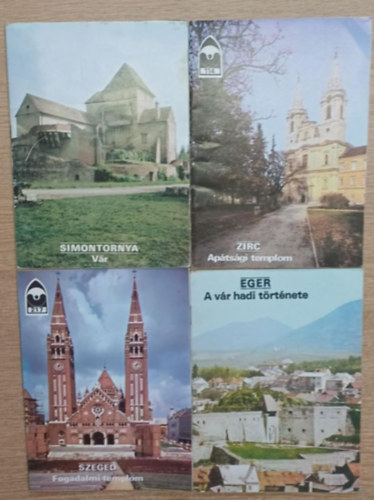 T�bb szerz� - 4 db a T�jak-Korok-M�zeumok sorozatb�l: Szeged Fogadalmi templom - Simontornya V�r - Eger A v�r hadi t�rt�nete - Zirc Ap�ts�gi templom