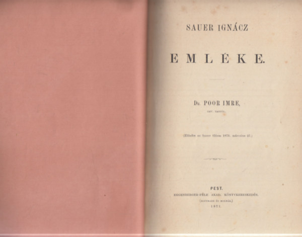 Dr. Poor Imre - Sauer Ignácz emléke