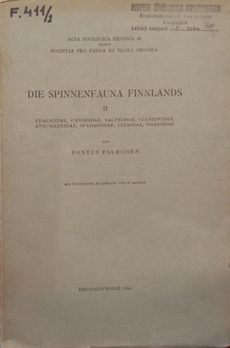 Die Spinnen Fauna Finnlands (Finnorszg pkfaunja nmet nyeven)