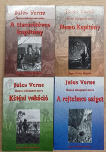 Jules Verne - 4 db Jules Verne k�tet: A tizen�t�ves kapit�ny - Nemo kapit�ny - K�t�vi vak�ci� - A rejtelmes sziget