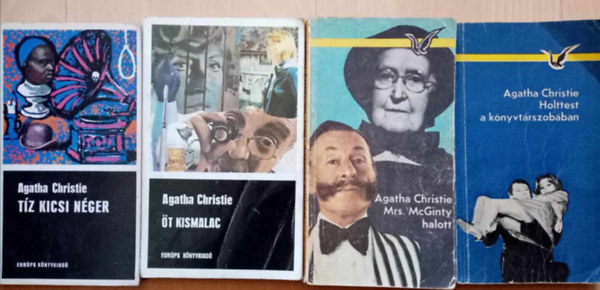 Agatha Christie krimi knyvcsomag (4 db) Tz kicsi nger / t kismalac / Mrs. McGinty halott / Holttest a knyvtrszobban