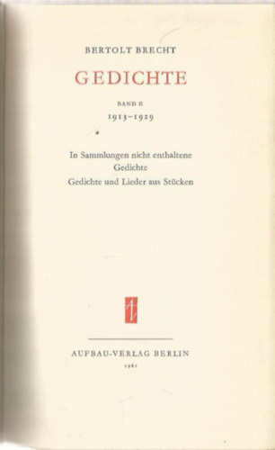Bertolt Brecht Gedichte II. (1913-1929)