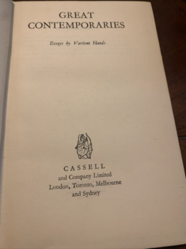 Great Contemporaries Essays By Various Hands Cassell And Company 1935