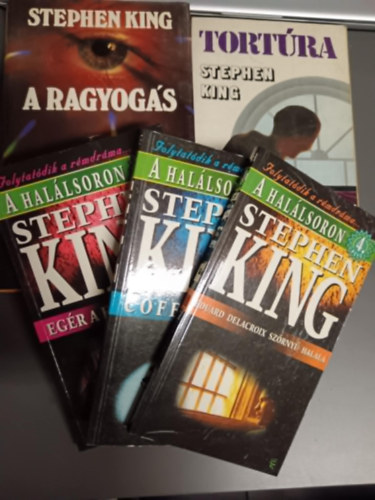 5db Stephen King k�nyv :A ragyog�s+Tort�ra+A hal�l soron 2,3,4 r�sz