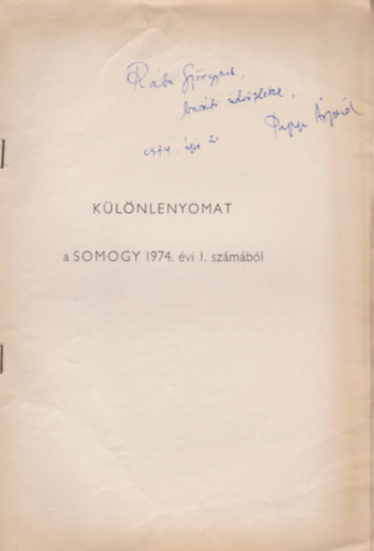 Papp �rp�d versei (K�l�nlenyomat a Somogy 1974. �vi I. sz�m�b�l)