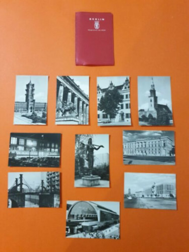 10 db fot� Berlinr�l (grafikus m�solat = Graphokopie H. Sander Berlin).A k�pek h�toldal�n n�met-orosz-angol-francia nyelv� helymegjel�l�s.