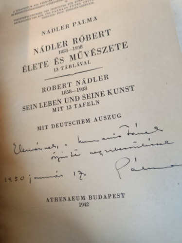 Ndler Rbert 1858-1938 lete s mvszete