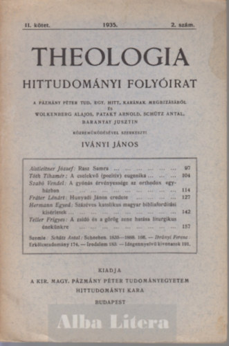 Theologia hittudomnyi folyirat II. ktet 1935. 2. szm