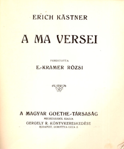 Erich Kstner - A ma versei